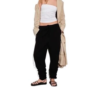 NWOT Free People Women’s Ruched Black Parachute Drawstring Hem Pants
